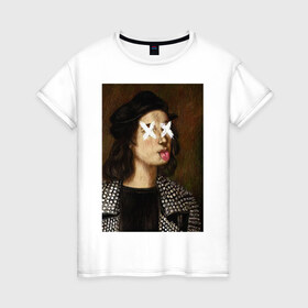 Женская футболка хлопок с принтом Raphael в Новосибирске, 100% хлопок | прямой крой, круглый вырез горловины, длина до линии бедер, слегка спущенное плечо | рафаэль санти