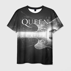 Мужская футболка 3D с принтом Queen в Новосибирске, 100% полиэфир | прямой крой, круглый вырез горловины, длина до линии бедер | queen | брайан мэи | британская | группа | джон дикон | королева | роджер тейлор | рок | фредди меркьюри
