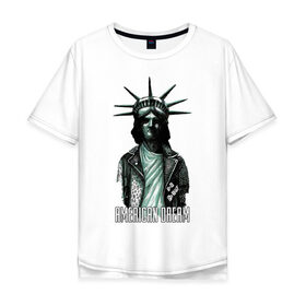 Мужская футболка хлопок Oversize с принтом American Dream в Новосибирске, 100% хлопок | свободный крой, круглый ворот, “спинка” длиннее передней части | Тематика изображения на принте: 