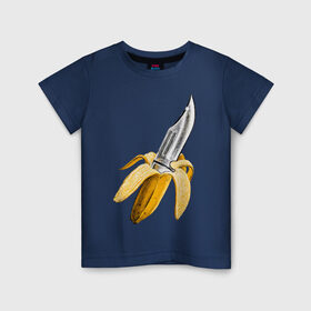 Детская футболка хлопок с принтом BANANA в Новосибирске, 100% хлопок | круглый вырез горловины, полуприлегающий силуэт, длина до линии бедер | Тематика изображения на принте: banana | knife | pop art | банан | нож | оружие | поп арт