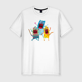 Мужская футболка премиум с принтом Банзай в Новосибирске, 92% хлопок, 8% лайкра | приталенный силуэт, круглый вырез ворота, длина до линии бедра, короткий рукав | black | cat | cool | creative | cry | dark | design | halloween | hype | kitten | supreme | vanguard | авангард | дизайн | кот | котенок | кошка | креатив | крик | круто | темный | хайп | хэллоуин | черный