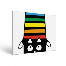 Холст прямоугольный с принтом Rainbow cat в Новосибирске, 100% ПВХ |  | black | cat | cool | creative | dark | design | halloween | hype | kitten | rainbow | vanguard | авангард | дизайн | кот | котенок | кошка | креатив | круто | радуга | темный | хайп | хэллоуин | черный