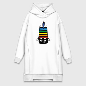 Платье-худи хлопок с принтом Rainbow cat в Новосибирске,  |  | black | cat | cool | creative | dark | design | halloween | hype | kitten | rainbow | vanguard | авангард | дизайн | кот | котенок | кошка | креатив | круто | радуга | темный | хайп | хэллоуин | черный