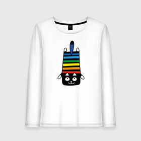 Женский лонгслив хлопок с принтом Rainbow cat в Новосибирске, 100% хлопок |  | black | cat | cool | creative | dark | design | halloween | hype | kitten | rainbow | vanguard | авангард | дизайн | кот | котенок | кошка | креатив | круто | радуга | темный | хайп | хэллоуин | черный