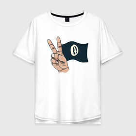 Мужская футболка хлопок Oversize с принтом Peace в Новосибирске, 100% хлопок | свободный крой, круглый ворот, “спинка” длиннее передней части | peace | мир | мир во всем мире | пис | хиппи