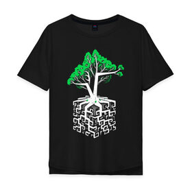 Мужская футболка хлопок Oversize с принтом Квадратный корень в Новосибирске, 100% хлопок | свободный крой, круглый ворот, “спинка” длиннее передней части | mathematica | алгебра | геометрия | дерево | квадрат | корни | крона | математик | математика | наука | технарь