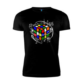 Мужская футболка премиум с принтом Кубик Рубика в Новосибирске, 92% хлопок, 8% лайкра | приталенный силуэт, круглый вырез ворота, длина до линии бедра, короткий рукав | mathematica | магия. формулы | математик | математика | наука | технарь