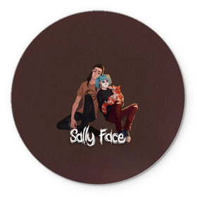 Коврик круглый с принтом Sally Face в Новосибирске, резина и полиэстер | круглая форма, изображение наносится на всю лицевую часть | Тематика изображения на принте: blue | diane | face | fisher | gizmo | henry | johnson | killer | larry | sally | генри | гизмо | джонсон | диана | ларри | лицо | салли | фейс | фишер