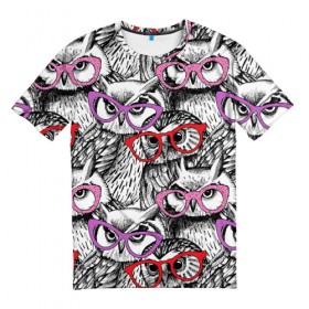 Мужская футболка 3D с принтом Совы в Новосибирске, 100% полиэфир | прямой крой, круглый вырез горловины, длина до линии бедер | birds | li | night | owls | predators | red | белый | взгляд | горошек | графика | картинка | красивый | красный | крутой | лучший | мода | модный | молодёжная | ночные | очки | птицы | рисунок | розовый | сила | сиреневый
