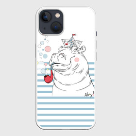 Чехол для iPhone 13 с принтом Бегемот моряк в Новосибирске,  |  | a | blush | bubbles | cap | deck | hippo | pipe | sailor | sea | ship | smokes | stripes | бегемот | графика | детский | искусство | картинка | корабль | крутой | лучший | мода | модный | молодёжная | море | моряк | палуба | пилотка | полосы