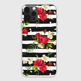 Чехол для iPhone 12 Pro Max с принтом Розы и орхидеи в Новосибирске, Силикон |  | flowers | orchi | roses | белый | букеты | графика | зелёный | искусство | картинка | красивый | красный | крутой | листья | мода | модный | молодёжная | орнамент | орхидеи | полосы | рисунок | розы | рукоделие