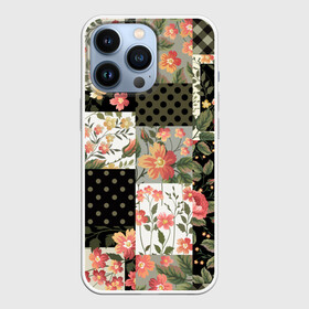 Чехол для iPhone 13 Pro с принтом Лоскутный орнамент в Новосибирске,  |  | branches | flor | flowers | leaves | ветки | геометрический | горошек | графика | искусство | картинка | клетка | красивый | крутой | листья | мода | модный | молодёжная | орнамент | рисунок | розы | рукоделие | стиль