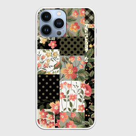 Чехол для iPhone 13 Pro Max с принтом Лоскутный орнамент в Новосибирске,  |  | branches | flor | flowers | leaves | ветки | геометрический | горошек | графика | искусство | картинка | клетка | красивый | крутой | листья | мода | модный | молодёжная | орнамент | рисунок | розы | рукоделие | стиль