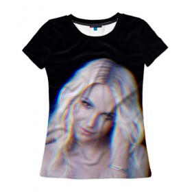 Женская футболка 3D с принтом Britney Glitch в Новосибирске, 100% полиэфир ( синтетическое хлопкоподобное полотно) | прямой крой, круглый вырез горловины, длина до линии бедер | britney | britneyspears | glitch | icon | jean | pop | princess | spears | usa | бритни | бритниспирс | глич | джин | поп | работа | спирс | сша