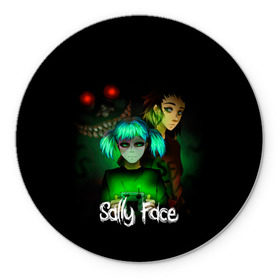 Коврик круглый с принтом Sally Face в Новосибирске, резина и полиэстер | круглая форма, изображение наносится на всю лицевую часть | blue | diane | face | fisher | gizmo | henry | johnson | killer | larry | sally | генри | гизмо | джонсон | диана | ларри | лицо | салли | фейс | фишер