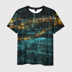 Мужская футболка 3D с принтом Формулы в пространстве в Новосибирске, 100% полиэфир | прямой крой, круглый вырез горловины, длина до линии бедер | Тематика изображения на принте: mathematica | алгебра | геометрия | математик | математика | наука | технарь | формула