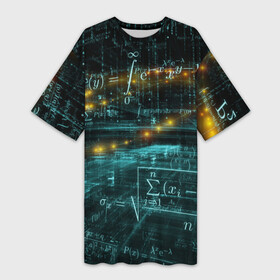 Платье-футболка 3D с принтом Формулы в пространстве в Новосибирске,  |  | mathematica | алгебра | геометрия | математик | математика | наука | технарь | формула