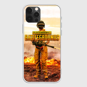 Чехол для iPhone 12 Pro с принтом PUBG в Новосибирске, силикон | область печати: задняя сторона чехла, без боковых панелей | 2019 | battle royale | battlegrounds | chicken | cs:go | csgo | dinner | dota | dota2 | playerunknown’s | pubg | winner | боевик | война | игры | известные | королевская битва | ксго | оружие | пабг | шутеры