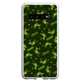 Чехол для Samsung Galaxy S10 с принтом Grinch в Новосибирске, Силикон | Область печати: задняя сторона чехла, без боковых панелей | Тематика изображения на принте: christmas | grinch | new | year | год | гринч | новый | рождество