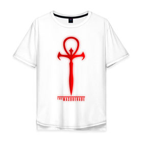 Мужская футболка хлопок Oversize с принтом Символ Маскарада в Новосибирске, 100% хлопок | свободный крой, круглый ворот, “спинка” длиннее передней части | blood | bloodlines | game | the masquerade | vampire | вампир | капли | кровь | маскарад