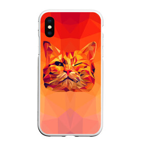 Чехол для iPhone XS Max матовый с принтом Подмигивающий кот (Low Poly) в Новосибирске, Силикон | Область печати: задняя сторона чехла, без боковых панелей | Тематика изображения на принте: cat | fox | kitty | low | lowpoly | poly | веселая | геометрия | грозовой кошак | желтая | кот | котейка | котофей | кошак | лиса | любителям кошек | низкополигональный | позитив | прикольная | рисунок | рыжая | узор