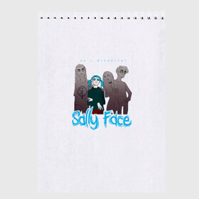 Скетчбук с принтом Sally Face в Новосибирске, 100% бумага
 | 48 листов, плотность листов — 100 г/м2, плотность картонной обложки — 250 г/м2. Листы скреплены сверху удобной пружинной спиралью | sally face | гизмо | девид | девочка | игра | лари | ларри | мальчик | маска | мрачная | на лице | пых | с протезом | сал | сали | салли | салли фейс | фейс | фэйс | эддисон | эшли