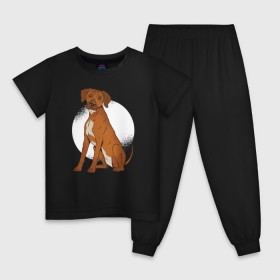 Детская пижама хлопок с принтом Родезийский риджбек в Новосибирске, 100% хлопок |  брюки и футболка прямого кроя, без карманов, на брюках мягкая резинка на поясе и по низу штанин
 | Тематика изображения на принте: rhodesian ridgeback | ridgeback | риджбек | собака | собаки