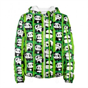 Женская куртка 3D с принтом Медведи панда в Новосибирске, ткань верха — 100% полиэстер, подклад — флис | прямой крой, подол и капюшон оформлены резинкой с фиксаторами, два кармана без застежек по бокам, один большой потайной карман на груди. Карман на груди застегивается на липучку | animals | bamboo | bears | branches | funny | panda | trees | аниме | бамбук | весёлые | ветки | графика | деревья | животные | зелёный | искусство | картинка | красивый | крутой | малыши | медведи | мода | модный | молодёжная