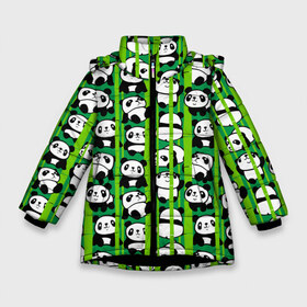 Зимняя куртка для девочек 3D с принтом Медведи панда в Новосибирске, ткань верха — 100% полиэстер; подклад — 100% полиэстер, утеплитель — 100% полиэстер. | длина ниже бедра, удлиненная спинка, воротник стойка и отстегивающийся капюшон. Есть боковые карманы с листочкой на кнопках, утяжки по низу изделия и внутренний карман на молнии. 

Предусмотрены светоотражающий принт на спинке, радужный светоотражающий элемент на пуллере молнии и на резинке для утяжки. | animals | bamboo | bears | branches | funny | panda | trees | аниме | бамбук | весёлые | ветки | графика | деревья | животные | зелёный | искусство | картинка | красивый | крутой | малыши | медведи | мода | модный | молодёжная