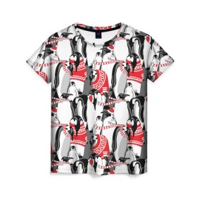 Женская футболка 3D с принтом Пингвины в Новосибирске, 100% полиэфир ( синтетическое хлопкоподобное полотно) | прямой крой, круглый вырез горловины, длина до линии бедер | аниме | антарктида | графика | греются | зима | искусство | картинка | красивый | крутой | м | мода | модный | молодёжная | новый год | орнамент | пингвины | полоски | праздник | птицы | рисунок