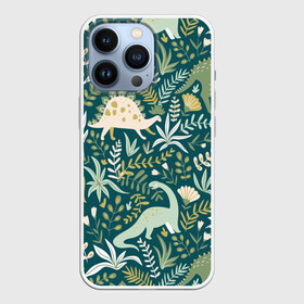 Чехол для iPhone 13 Pro с принтом Динозавры в Новосибирске,  |  | ancient | animals | ar | branches | creativity | dinosaurs | flowers | green | plants | ветки | графика | динозавры | древние | животные | зелёные | искусство | картинка | красивый | крутой | мода | модный | молодёжная | растения