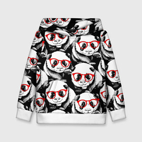 Детская толстовка 3D с принтом Панды в красных очках в Новосибирске, 100% полиэстер | двухслойный капюшон со шнурком для регулировки, мягкие манжеты на рукавах и по низу толстовки, спереди карман-кенгуру с мягким внутренним слоем | Тематика изображения на принте: animals | bears | funny | head | muzzl | pandas | red | весёлые | взгляд | голова | графика | животные | искусство | картинка | красивый | красные | крутой | медведи | мода | модный | молодёжная | очки | панды | рисунок