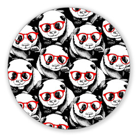 Коврик для мышки круглый с принтом Панды в красных очках в Новосибирске, резина и полиэстер | круглая форма, изображение наносится на всю лицевую часть | animals | bears | funny | head | muzzl | pandas | red | весёлые | взгляд | голова | графика | животные | искусство | картинка | красивый | красные | крутой | медведи | мода | модный | молодёжная | очки | панды | рисунок