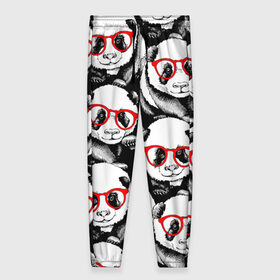 Женские брюки 3D с принтом Панды в красных очках в Новосибирске, полиэстер 100% | прямой крой, два кармана без застежек по бокам, с мягкой трикотажной резинкой на поясе и по низу штанин. В поясе для дополнительного комфорта — широкие завязки | Тематика изображения на принте: animals | bears | funny | head | muzzl | pandas | red | весёлые | взгляд | голова | графика | животные | искусство | картинка | красивый | красные | крутой | медведи | мода | модный | молодёжная | очки | панды | рисунок