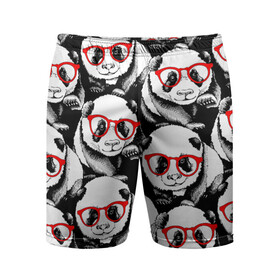Мужские шорты спортивные с принтом Панды в красных очках в Новосибирске,  |  | animals | bears | funny | head | muzzl | pandas | red | весёлые | взгляд | голова | графика | животные | искусство | картинка | красивый | красные | крутой | медведи | мода | модный | молодёжная | очки | панды | рисунок