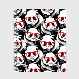 Тетрадь с принтом Панды в красных очках в Новосибирске, 100% бумага | 48 листов, плотность листов — 60 г/м2, плотность картонной обложки — 250 г/м2. Листы скреплены сбоку удобной пружинной спиралью. Уголки страниц и обложки скругленные. Цвет линий — светло-серый
 | animals | bears | funny | head | muzzl | pandas | red | весёлые | взгляд | голова | графика | животные | искусство | картинка | красивый | красные | крутой | медведи | мода | модный | молодёжная | очки | панды | рисунок