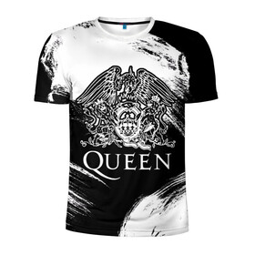 Мужская футболка 3D спортивная с принтом Queen в Новосибирске, 100% полиэстер с улучшенными характеристиками | приталенный силуэт, круглая горловина, широкие плечи, сужается к линии бедра | queen | брайан мэи | британская | группа | джон дикон | королева | роджер тейлор | рок | фредди меркьюри