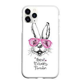 Чехол для iPhone 11 Pro Max матовый с принтом Best Friends Forever в Новосибирске, Силикон |  | animal | best friends | forever | hare | hearts | love | rabbit | белый | графика | друзья | животное | заяц | искусство | картинка | кролик | крутой | лучшие | лучший | любоввь | модный | навсегда | очки | полосатые | рисунок