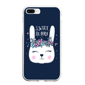 Чехол для iPhone 7Plus/8 Plus матовый с принтом Sweet bunny в Новосибирске, Силикон | Область печати: задняя сторона чехла, без боковых панелей | Тематика изображения на принте: art | creat | drawing | graphics | picture | белый | влюбленный | графика | день святого валентина | заяц | зеленый | искусство | картинка | кролик | крутой | лучший | любовь | модный | подарок | праздник | пушистый