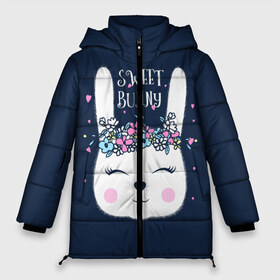 Женская зимняя куртка 3D с принтом Sweet bunny в Новосибирске, верх — 100% полиэстер; подкладка — 100% полиэстер; утеплитель — 100% полиэстер | длина ниже бедра, силуэт Оверсайз. Есть воротник-стойка, отстегивающийся капюшон и ветрозащитная планка. 

Боковые карманы с листочкой на кнопках и внутренний карман на молнии | art | creat | drawing | graphics | picture | белый | влюбленный | графика | день святого валентина | заяц | зеленый | искусство | картинка | кролик | крутой | лучший | любовь | модный | подарок | праздник | пушистый