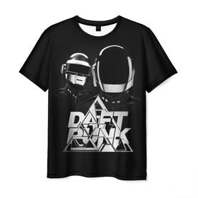 Мужская футболка 3D с принтом Daft Punk в Новосибирске, 100% полиэфир | прямой крой, круглый вырез горловины, длина до линии бедер | daft punk | electronic | house | human | music | robot | дафт панк | музыка | синти поп | хаус | электроника