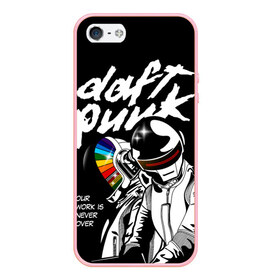 Чехол для iPhone 5/5S матовый с принтом Daft Punk в Новосибирске, Силикон | Область печати: задняя сторона чехла, без боковых панелей | daft punk | electronic | house | human | music | robot | дафт панк | музыка | синти поп | хаус | электроника