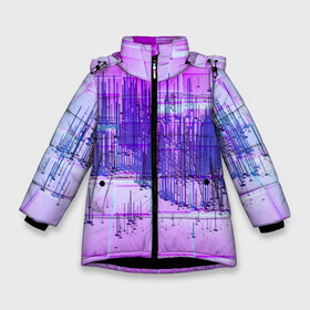 Зимняя куртка для девочек 3D с принтом ABSTRACT NEON в Новосибирске, ткань верха — 100% полиэстер; подклад — 100% полиэстер, утеплитель — 100% полиэстер. | длина ниже бедра, удлиненная спинка, воротник стойка и отстегивающийся капюшон. Есть боковые карманы с листочкой на кнопках, утяжки по низу изделия и внутренний карман на молнии. 

Предусмотрены светоотражающий принт на спинке, радужный светоотражающий элемент на пуллере молнии и на резинке для утяжки. | abstract | abstraction | comb | cyberpunk | texture | абстракция | бронь | броня | кибер панк | соты | стальные соты | текстуры