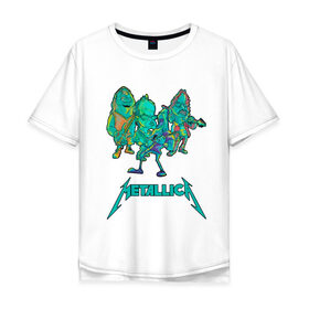 Мужская футболка хлопок Oversize с принтом Metallica зеленый неон в Новосибирске, 100% хлопок | свободный крой, круглый ворот, “спинка” длиннее передней части | metal | metalhead | metallica | rock | джеймсхетфилд | кирк хэммет | ларс ульрих | металика | металл | металлика | роберт трухильо | робот | рок