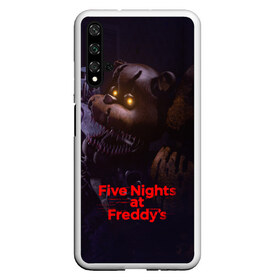 Чехол для Honor 20 с принтом Five Nights at Freddys в Новосибирске, Силикон | Область печати: задняя сторона чехла, без боковых панелей | Тематика изображения на принте: five nights at freddy s | game | horror | игры | механические куклы | ночь | охранник | пять ночей у фредди | светящиеся глаза | ужас