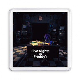 Магнит 55*55 с принтом Five Nights at Freddy`s в Новосибирске, Пластик | Размер: 65*65 мм; Размер печати: 55*55 мм | five nights at freddy s | game | horror | игры | механические куклы | ночь | охранник | пять ночей у фредди | светящиеся глаза | ужас