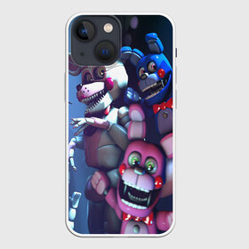 Чехол для iPhone 13 mini с принтом Five Nights at Freddys в Новосибирске,  |  | five nights at freddy s | game | horror | игры | механические куклы | ночь | охранник | пять ночей у фредди | светящиеся глаза | ужас