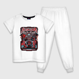 Детская пижама хлопок с принтом Metallica robot style в Новосибирске, 100% хлопок |  брюки и футболка прямого кроя, без карманов, на брюках мягкая резинка на поясе и по низу штанин
 | 