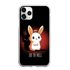 Чехол для iPhone 11 Pro матовый с принтом Go to hell в Новосибирске, Силикон |  | ад | ангел | дьявол | зайчик | заяц | нимб | рожки | тень | ушки