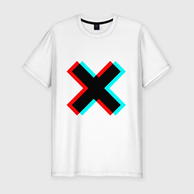 Мужская футболка премиум с принтом X - Глитч в Новосибирске, 92% хлопок, 8% лайкра | приталенный силуэт, круглый вырез ворота, длина до линии бедра, короткий рукав | x | глитч | икс